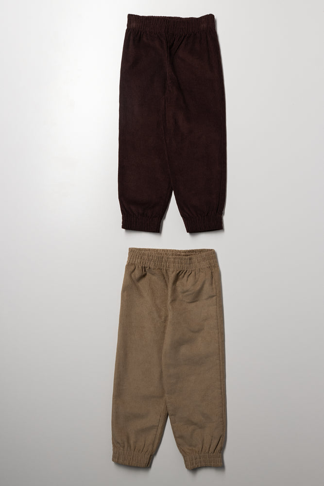2 Pack Corduroy Pants Natural And Brown