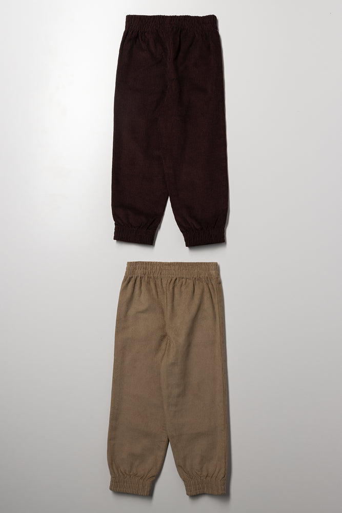 2 Pack Corduroy Pants Natural And Brown (2)