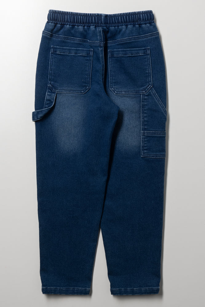 Relaxed Cargo Jogger Denim Jeans Blue (2)