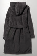 Shaggy Fleece Gown Dark Grey (2)