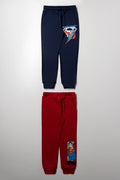Superman 2 Pack Trackpants Red And Navy