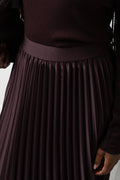 Satin Pleated Maxi Skirt Chocolate (3)