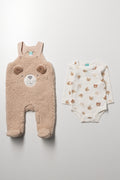 Bear Dungaree Set Natural (2)