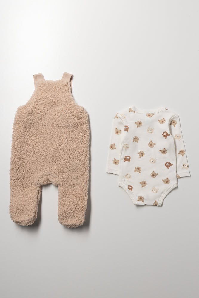 Bear Dungaree Set Natural (3)