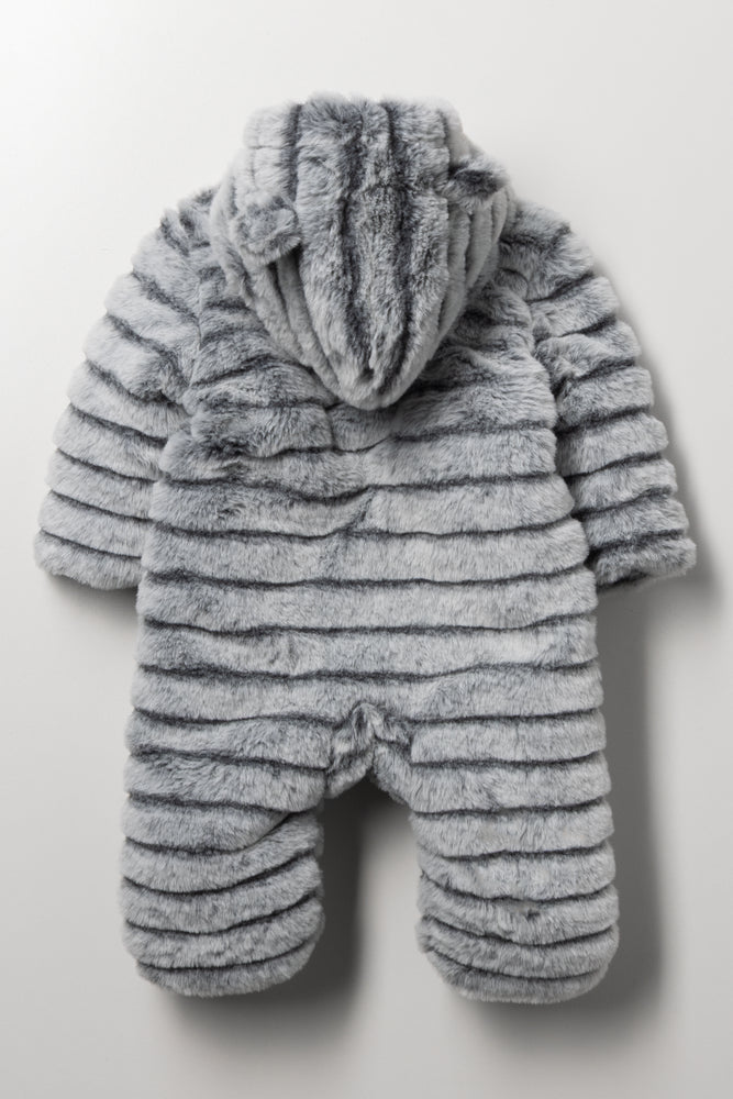 Padded Fur Babygrow Dark Grey (3)