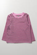 Stripe Long Sleeve T-Shirt Pink And Burgundy