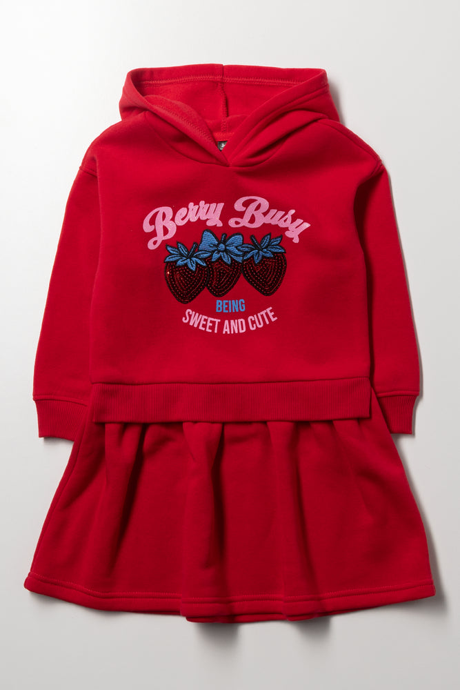 Strawberry Sweatshirt Dress Red