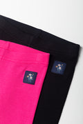 2 Pack Rib Leggings Pink And Black (1)