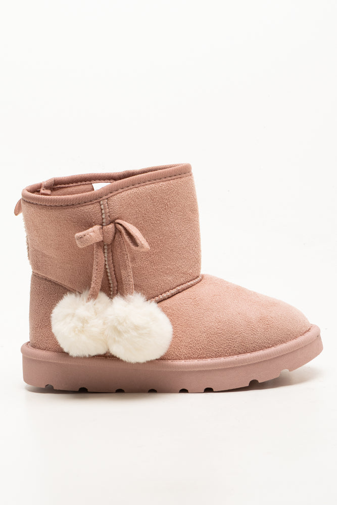 Pom Pom Comfy Boots Pink (1)
