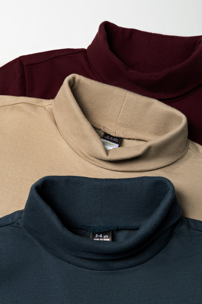3 Pack Polonecks Burgundy, Stone & Blue (1)