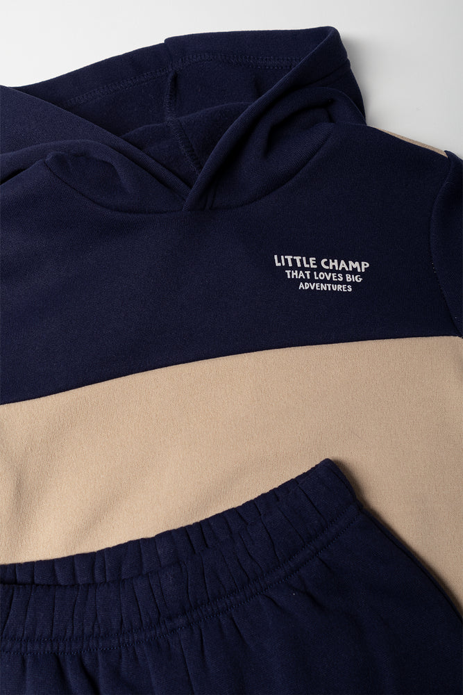 Colour block Tracksuit Navy &  Natural (1)