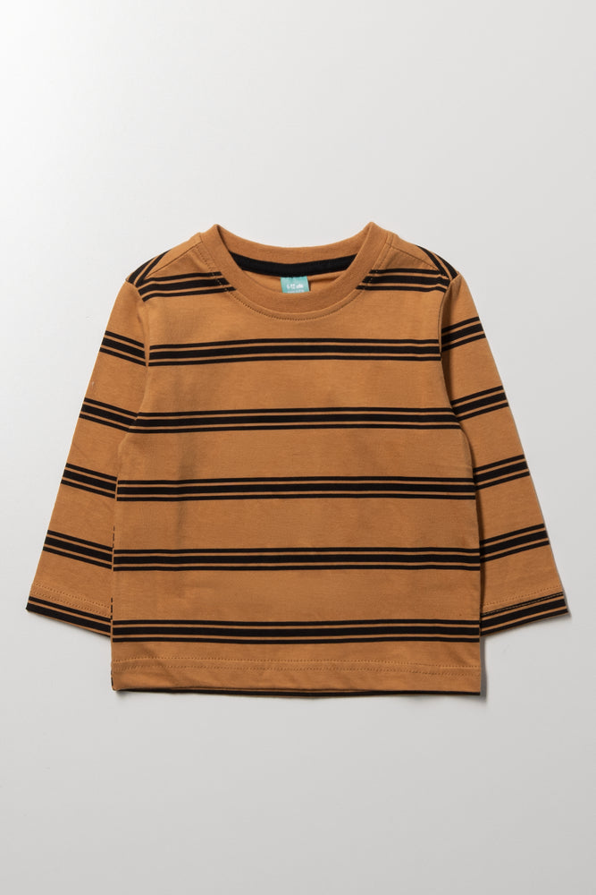 Long Sleeve Striped T-Shirt Brown