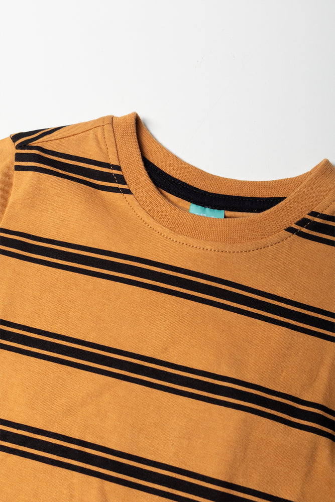 Long Sleeve Striped T-Shirt Brown (1)