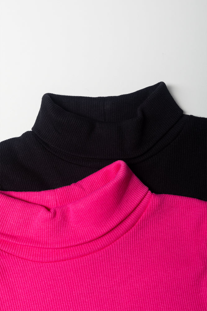 2 Pack Rib Polonecks Pink And Black (1)