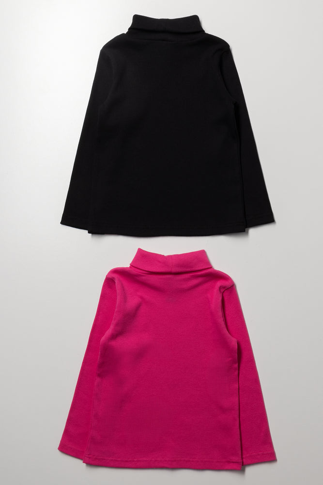 2 Pack Rib Polonecks Pink And Black (2)