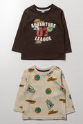 2 Pack Adventure Long Sleeve T-Shirts Brown