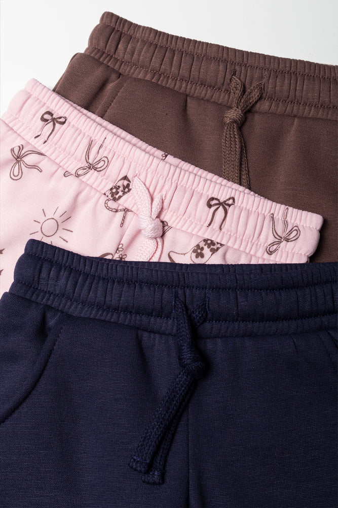 3 Pack Meowdy Trackpants Brown, Pink And Navy (1)