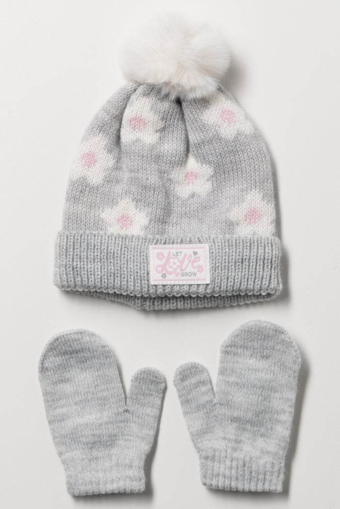 2 Piece Hat Set Grey