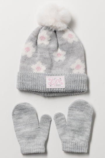 2 Piece Hat Set Grey