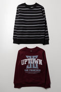 2 Pack Stripe Tracktops Black And Burgundy