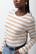 Stripe Long Sleeve T-Shirt White And Natural (3)