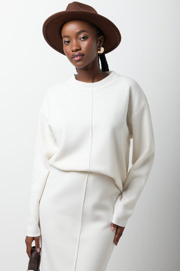 Long Sleeve Crew Neck Top White