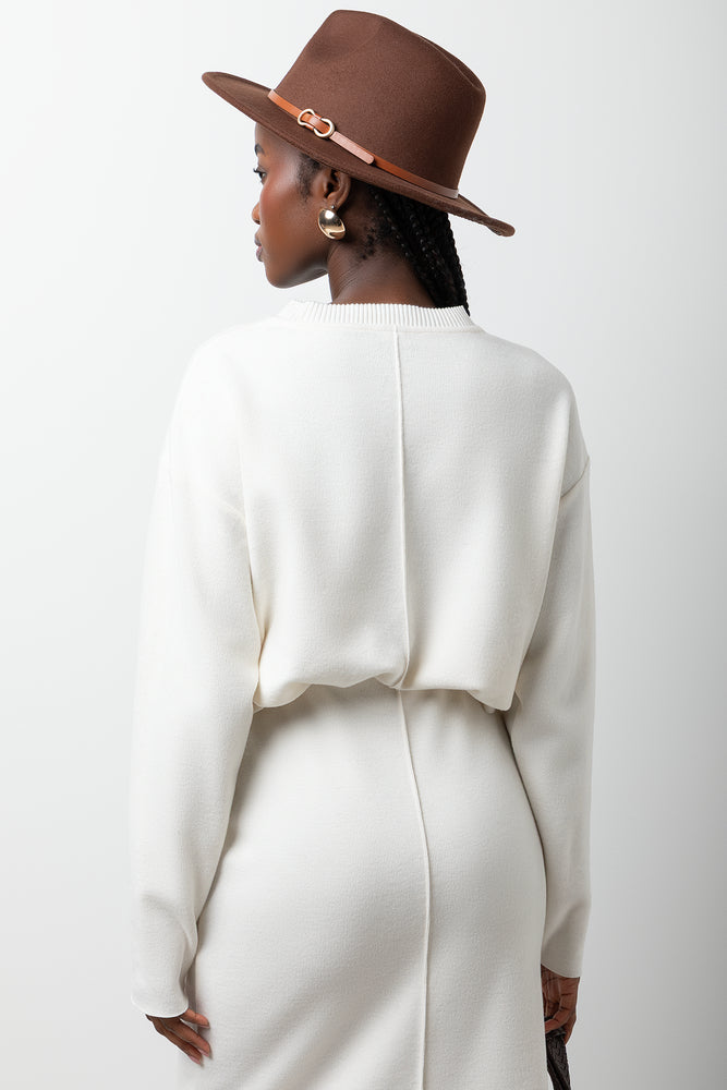 Long Sleeve Crew Neck Top White (2)