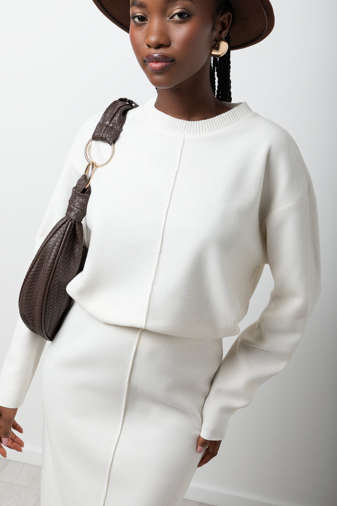 Long Sleeve Crew Neck Top White (3)
