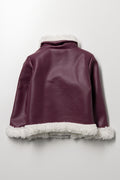 Sherpa Lined Biker Jacket Burgundy (2)