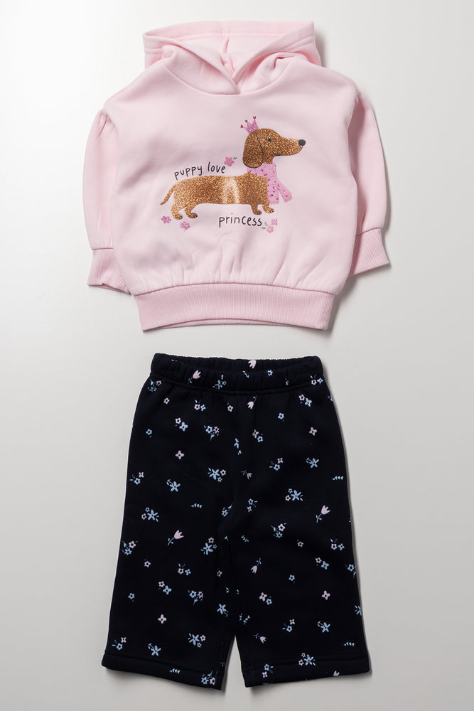 Hooded Wide Leg Tracksuit Pink And Navy