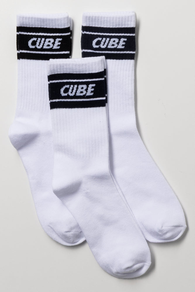 3 Pack Stripe Socks White