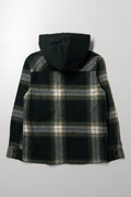 Check Flannel Hooded Shirt Dark Green (2)