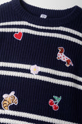 Striped Jumper with Badges Navy (1)