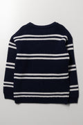 Striped Jumper with Badges Navy (2)