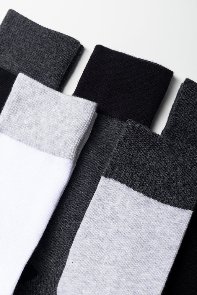 5 Pack Socks Black,Grey & White