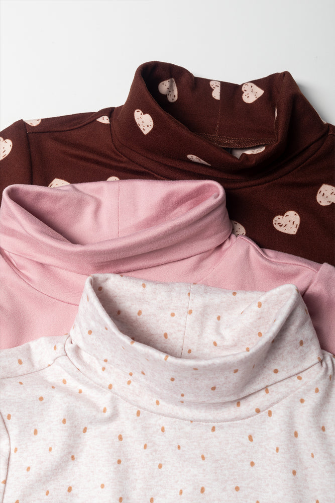 3 Pack Heart Polonecks Brown And Pink (1)