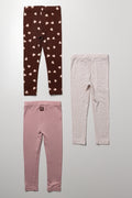 3 Pack Heart Leggings Brown And Pink (2)