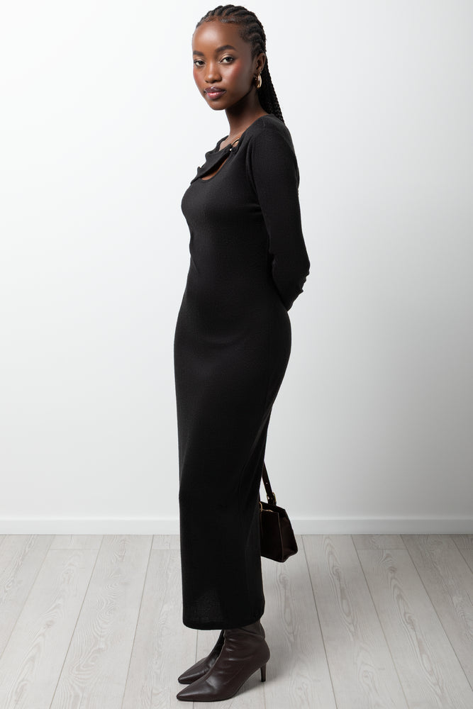 Column Dress With Gold Trim Black (1)