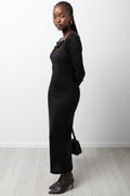 Column Dress With Gold Trim Black (1)