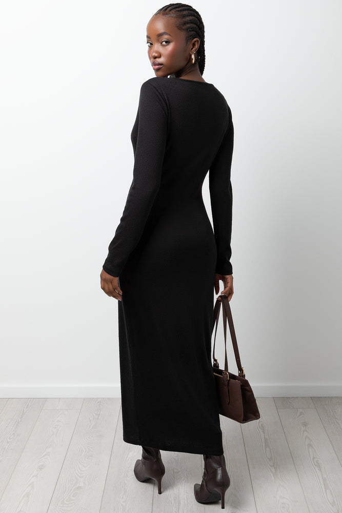 Column Dress With Gold Trim Black (2)