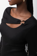 Column Dress With Gold Trim Black (3)