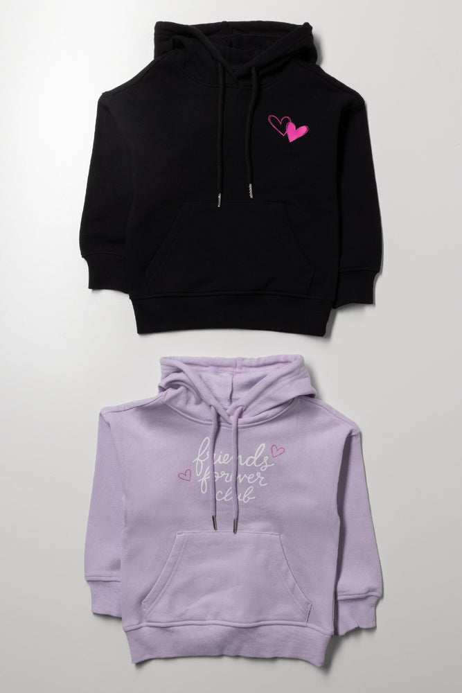 2 Pack Friends Forever Hoodies Black And Lilac