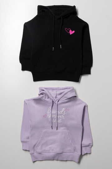 2 Pack Friends Forever Hoodies Black And Lilac