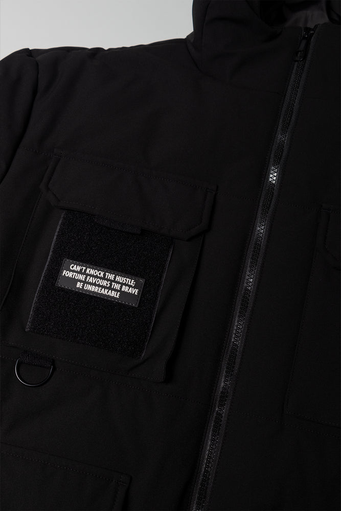Cube Society Hooded Puffer Jacket Black (1)