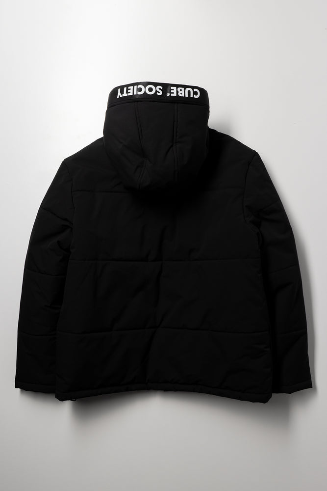Cube Society Hooded Puffer Jacket Black (2)