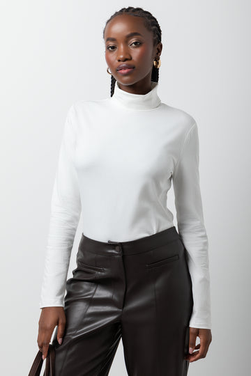 Long Sleeve Poloneck White