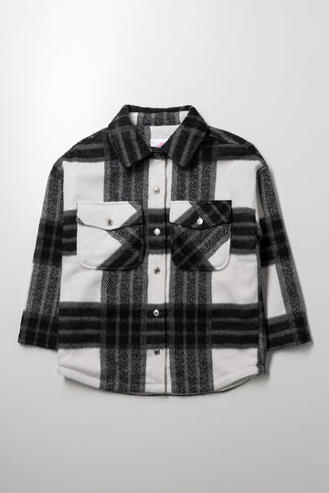 Check Shacket Black And Dark Grey