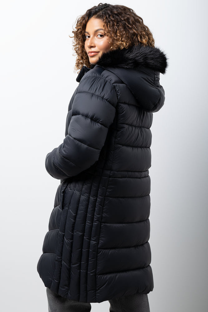 Fur Hooded Puffer Jacket Black (3)