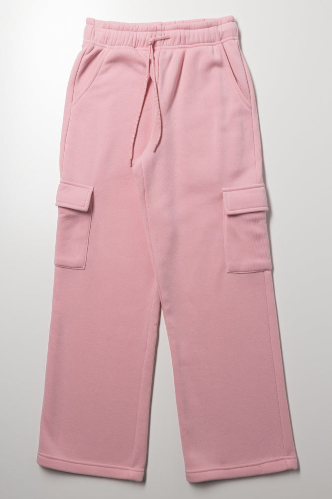 Wide Leg Cargo Trackpants Pink
