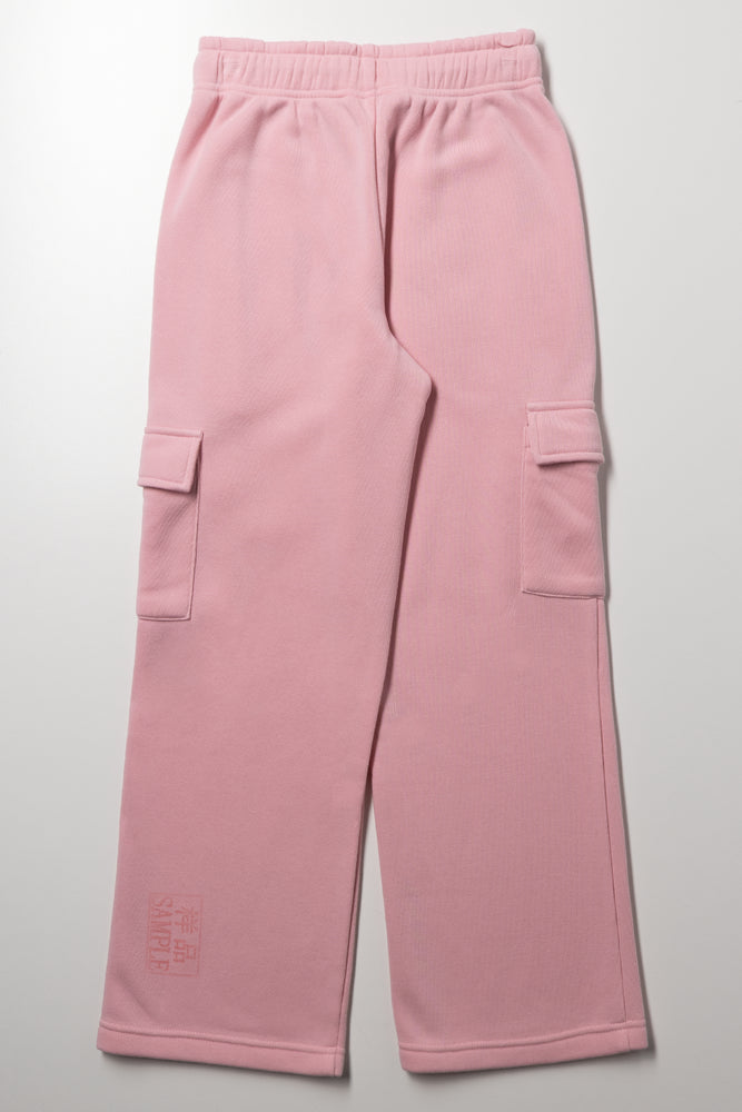 Wide Leg Cargo Trackpants Pink (2)